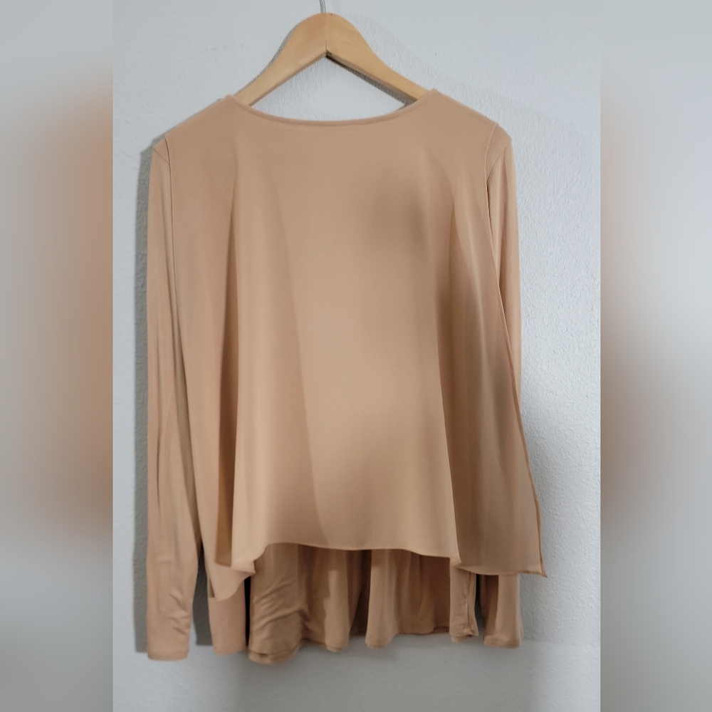 Soft Surroundings Tunic Top Women's Medium Beige Layered Chiffon Hem boho. - Picture 11 of 16